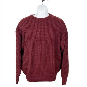 Mountain Tek Sweater Men Medium Maroon Knit Pullover Crew Heavyweight Vintage